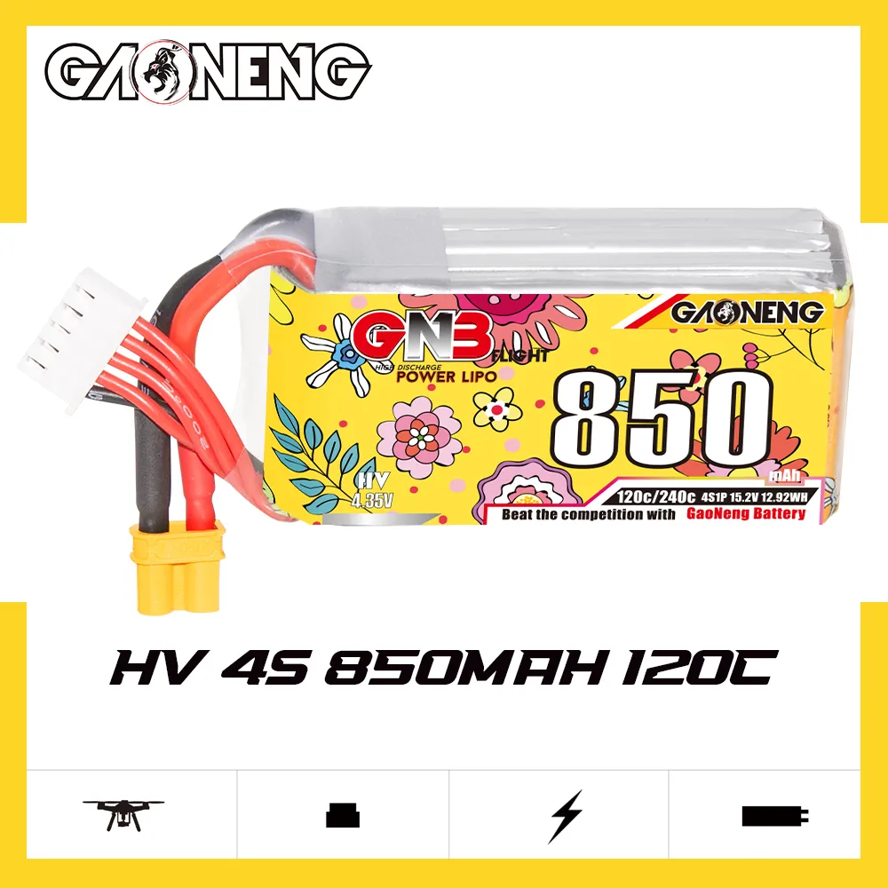 GAONENG GNB LiHV 4S 15.2V 850mAh 120C XT30 LiPo Battery - Image 4